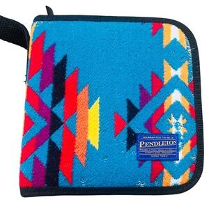 VTG Pendleton Wool Zip Around Cd Case Southwestern Turquoise Organizer Aztec
